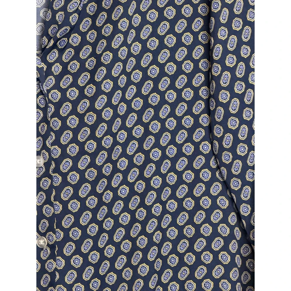 Something Navy 2 Piece Set Medallion Print Blouse and Shorts Navy Blue M